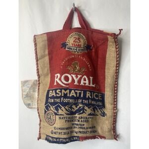 Royal Basmati Rice Tote Burlap Bag Purse Sack w/ Zipper Farmer's Market Festival